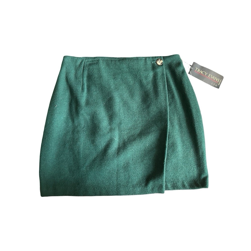 VTG Preppy Ecogoth Earth Tone Soft Wool Blend Tracy Evans Wrap-Around Mini Skirt